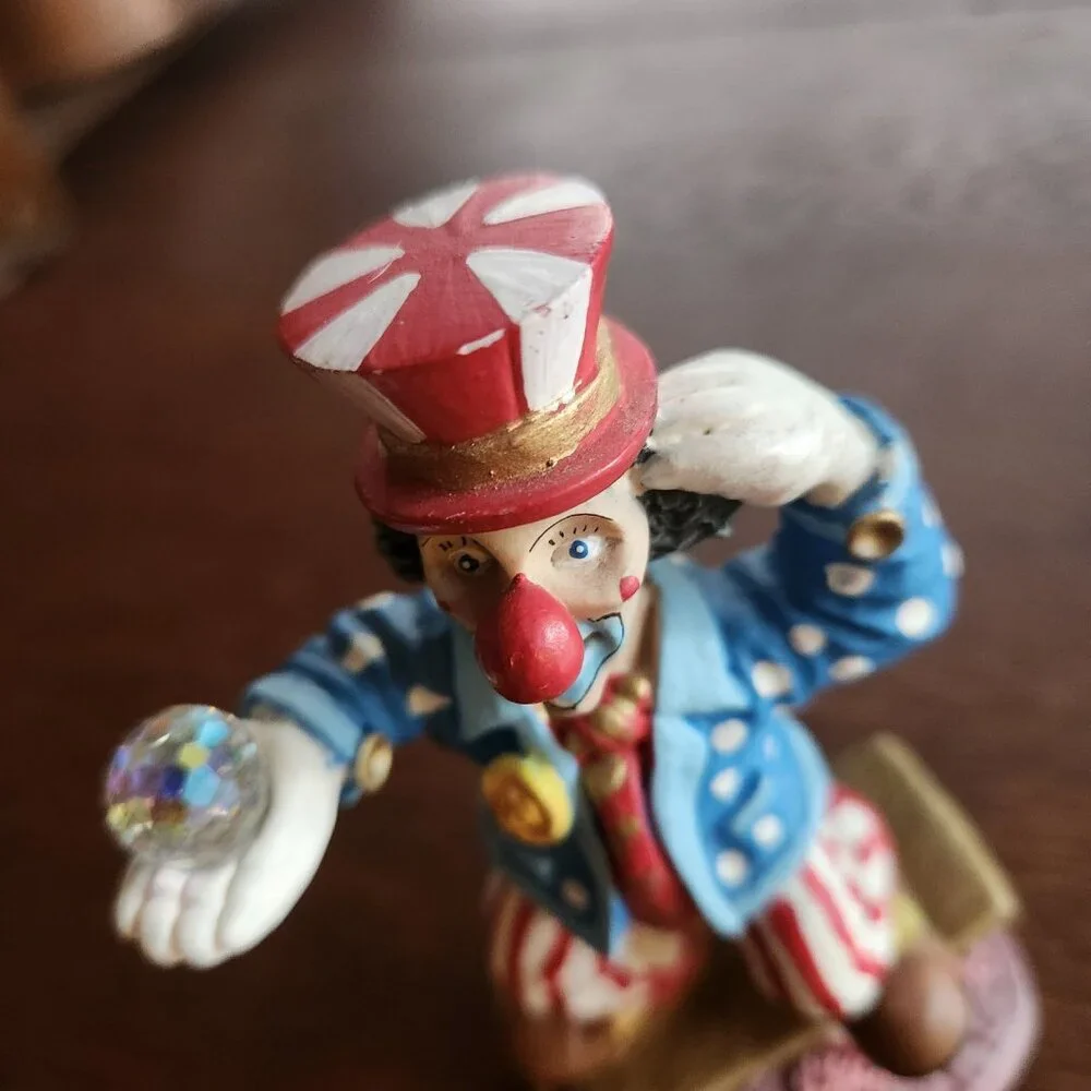 Spoontiques Balancing Circus Clown Swarovski Crystal Ball Vintage Top Hat Paint